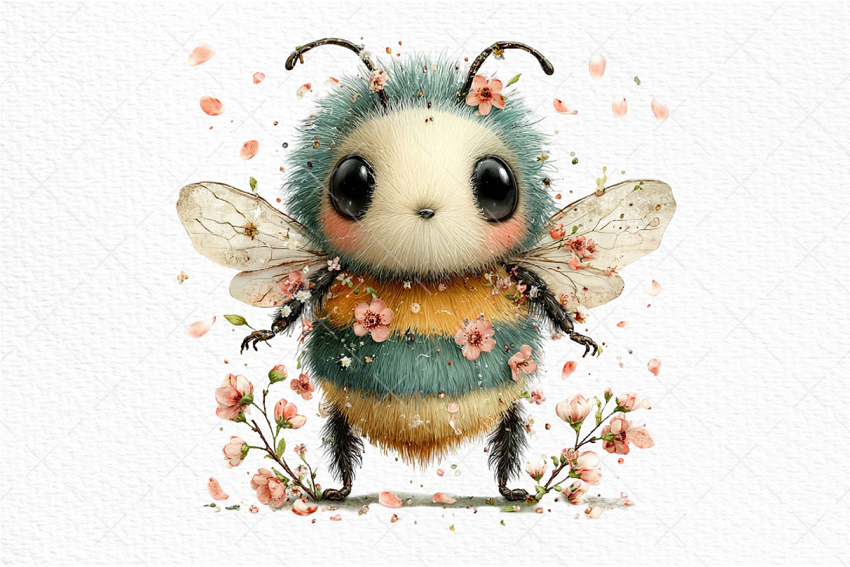 Whimsical Spring Bee Clipart PNG, an Illustration by Craft Nest (Photo 11 of 11)