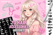 Procreate Hair Accessories brushes, a Brush Add-On by Revabrush (Thumbnail 1 of 6)