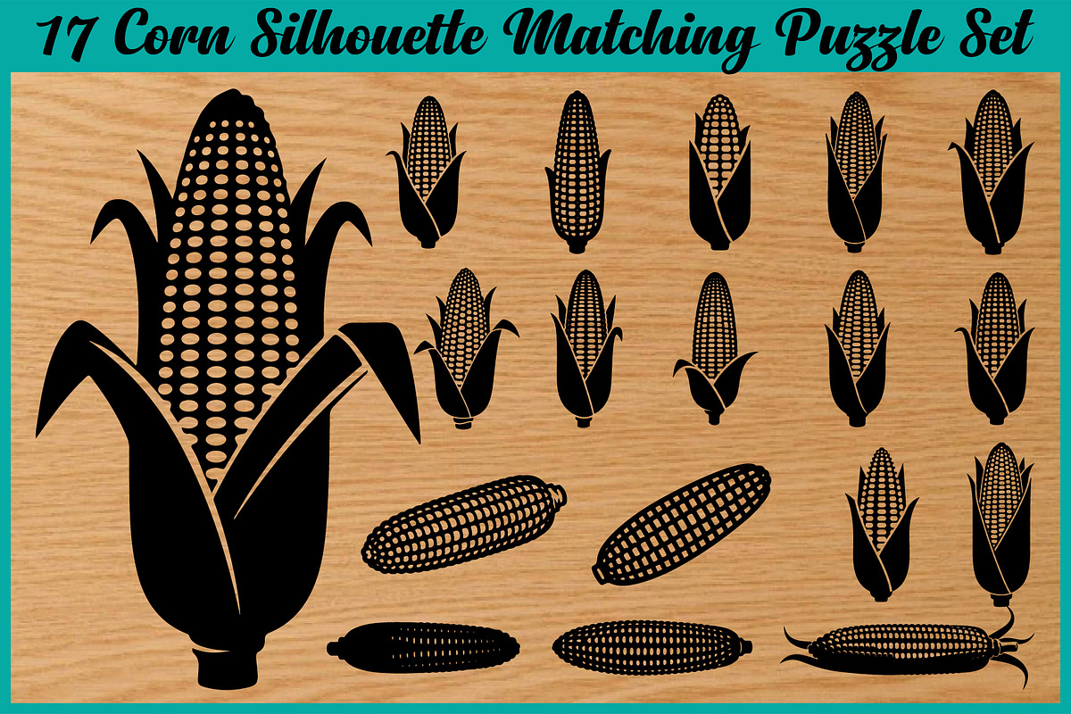 17 Corn Silhouette Matching Puzzle S, an Illustration by Amazin_art (Photo 1 of 4)