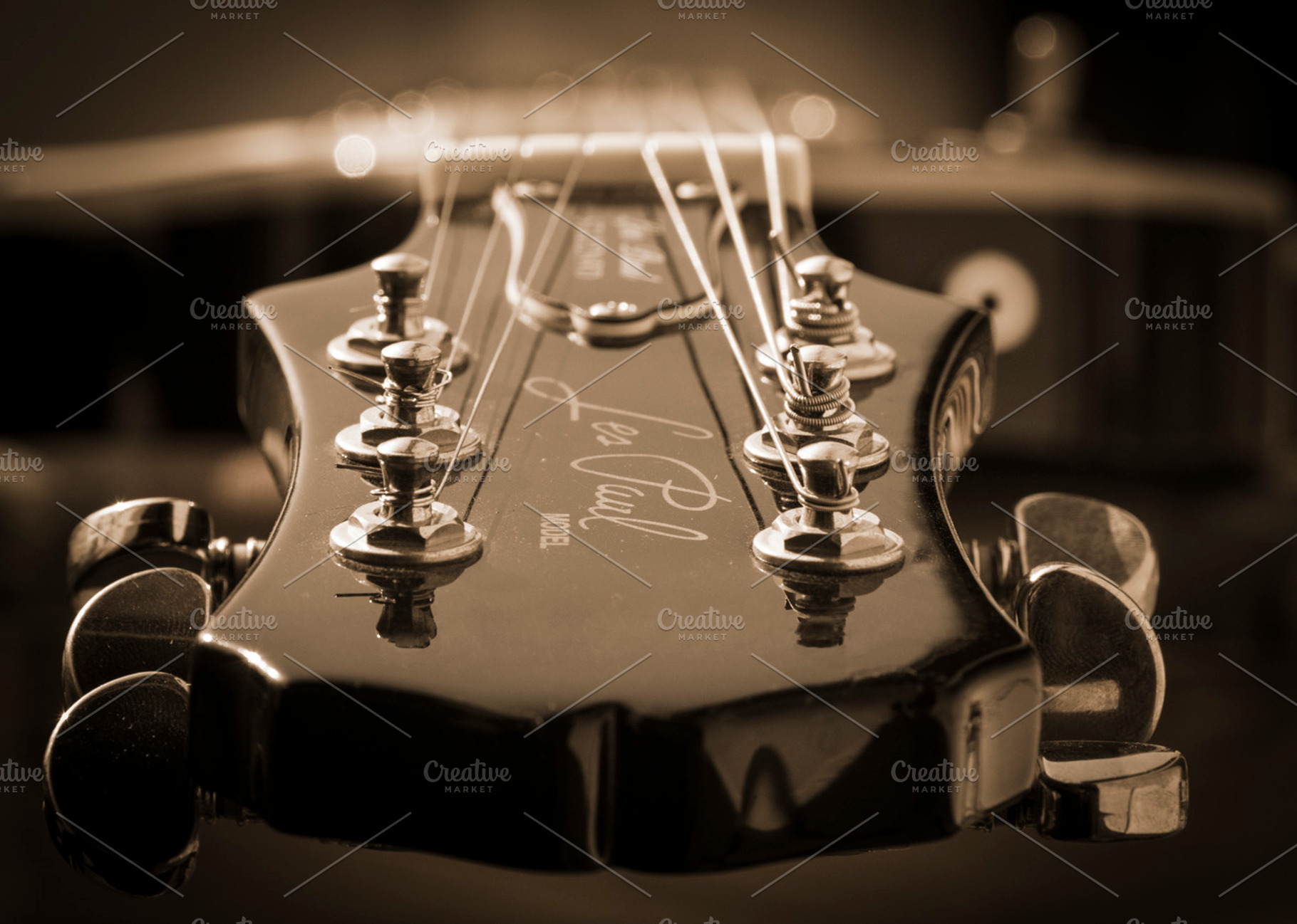 Les Paul Guitar in sepia, a Photo by Photo shack
