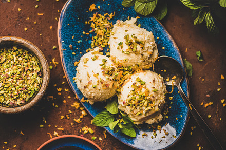Turkish dessert semolina helva with stock photo containing food and drink, a Food & Drink Photo by Foxys