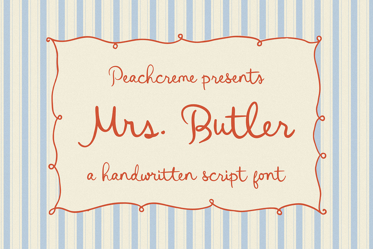 Mrs.Butler //  Quirky Wedding Font, a Handwritten Font by PeachCreme (Photo 1 of 11)