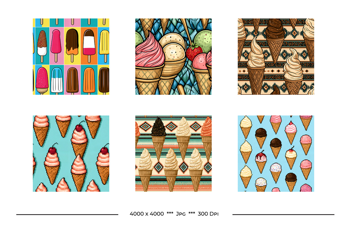 Ice Cream Retro Art Style Patterns, a Pattern Graphic by karenfoleyphoto (Photo 8 of 10)