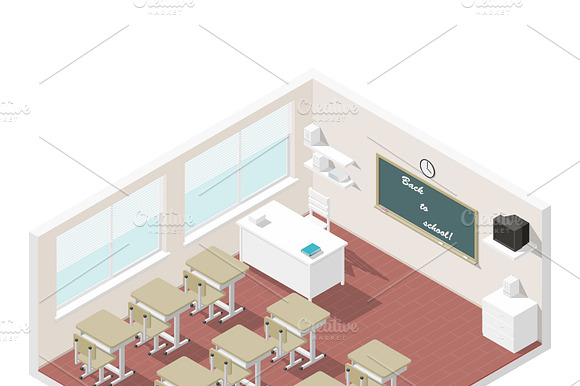 Classroom Isometric Icon Set