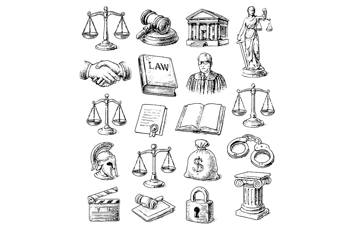 Law and Justice Icons Set, an Object Graphic by nikagraphic