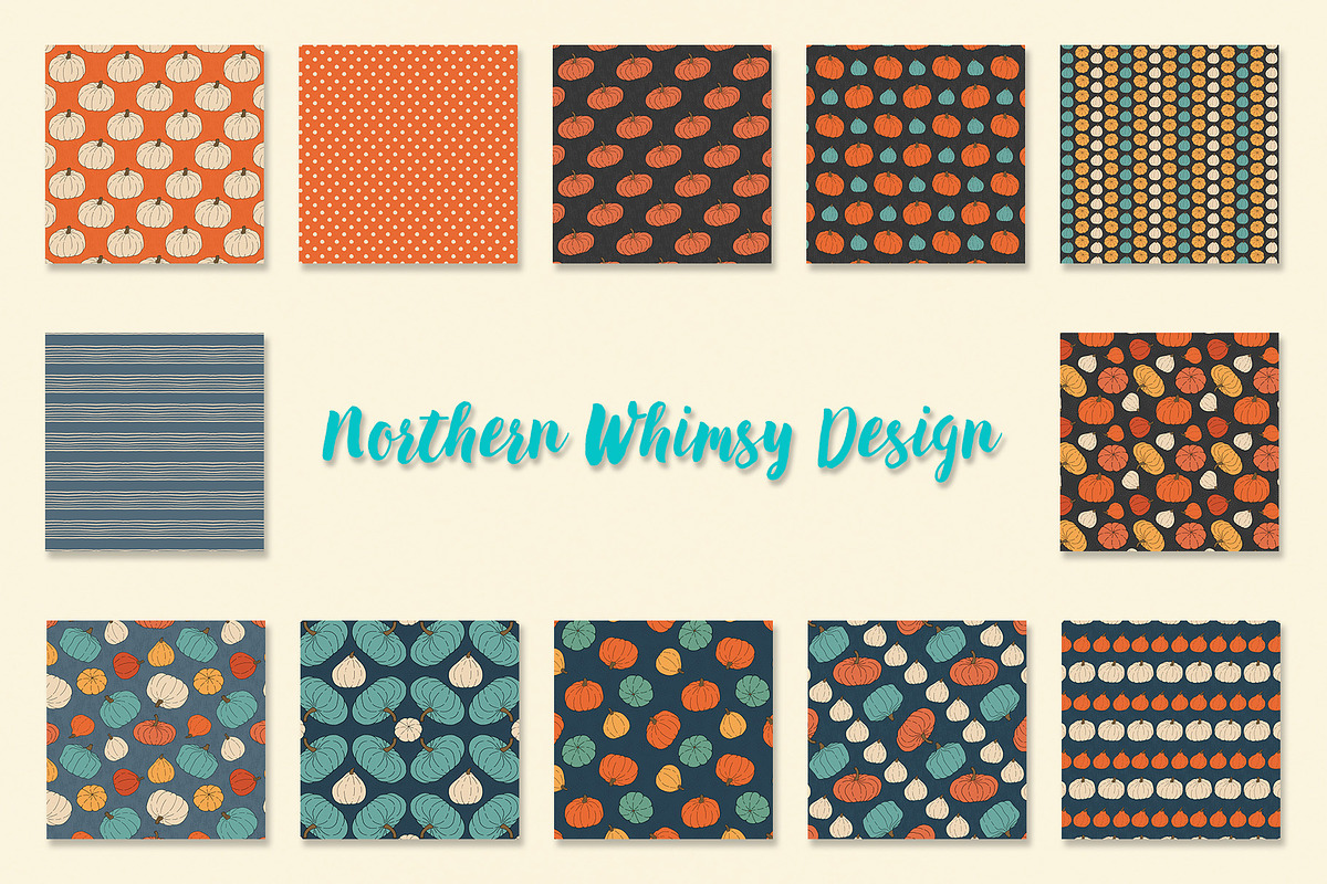 Midnight Pumpkins Fall Patterns, a Pattern Graphic by Northern Whimsy Design (Photo 2 of 4)