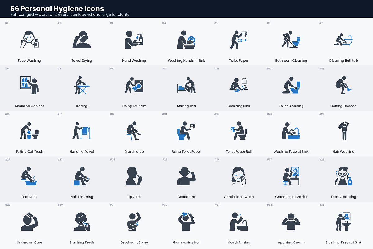 66 Personal Hygiene Icons, a Duotone Icon by Symbolic Language (Photo 2 of 4)