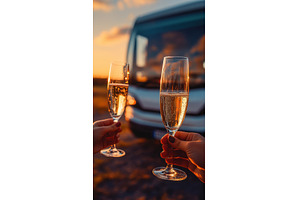 Sunset cheers with fizzy drinks, a Nature Photo by Beautiful things