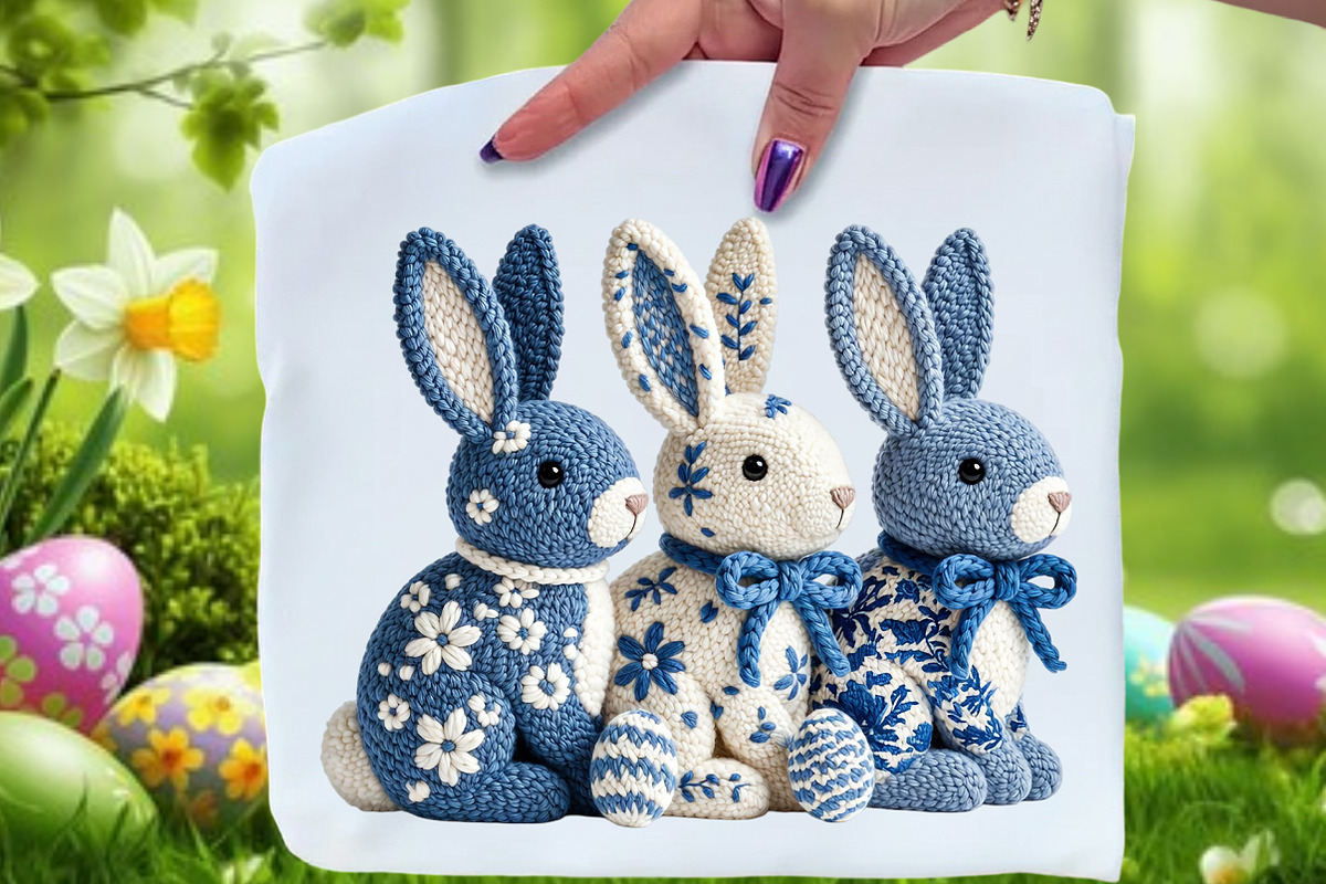 Crochet Blue Bunny Easter PNG, an Illustration by Craft Nest (Photo 1 of 4)