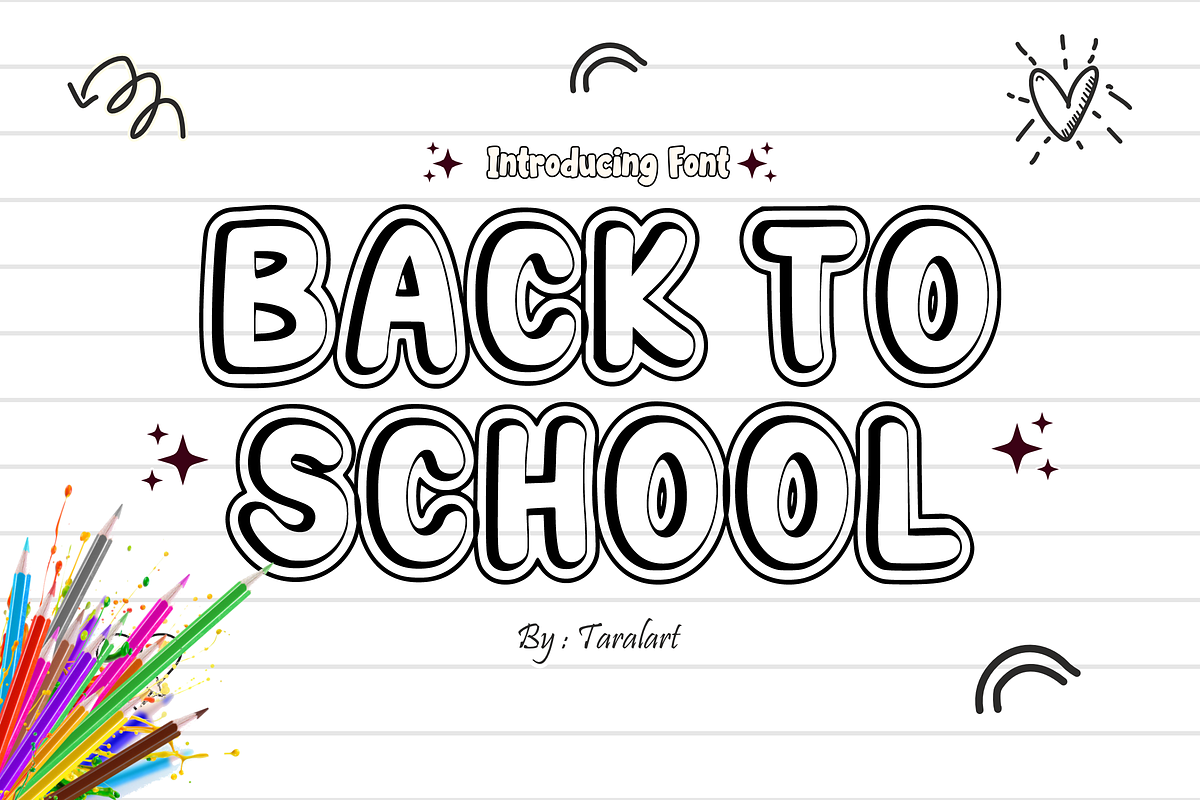 CREATIVE OUTLINE - Outline Font, a Handwritten Font by KiddoGlyphs Studio (Photo 2 of 5)