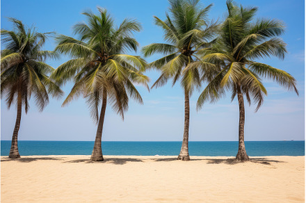Four palm trees growing on tropical, a Nature Photo by Ylivdesign