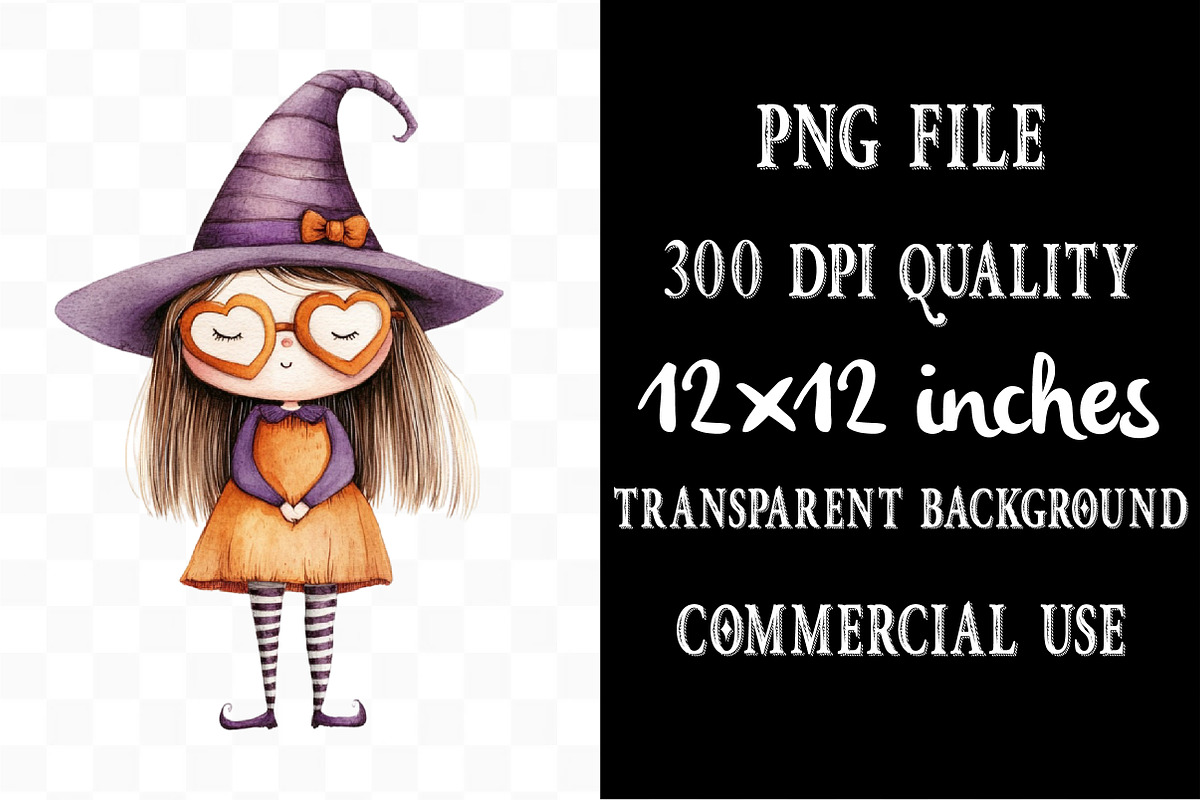 Halloween Cute Witch Clipart, an Illustration by Designking (Photo 4 of 4)