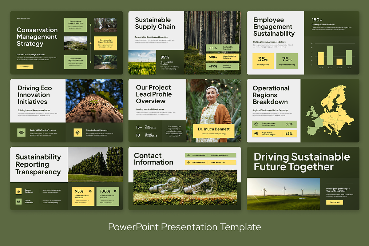Green Yellow Sustainability Report, a Presentation Template by Sixtemp (Photo 3 of 3)