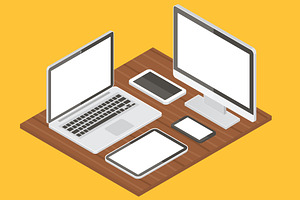 Computer equipment vector mockups