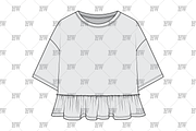 Boxy Tee with Ruffle Fashion Flat, a Shirt Mockup by haydenwentworth (Thumbnail 2 of 3)