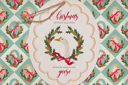 Christmas Geese - vintage set, a Pattern Graphic by DigARTbyHavroshka