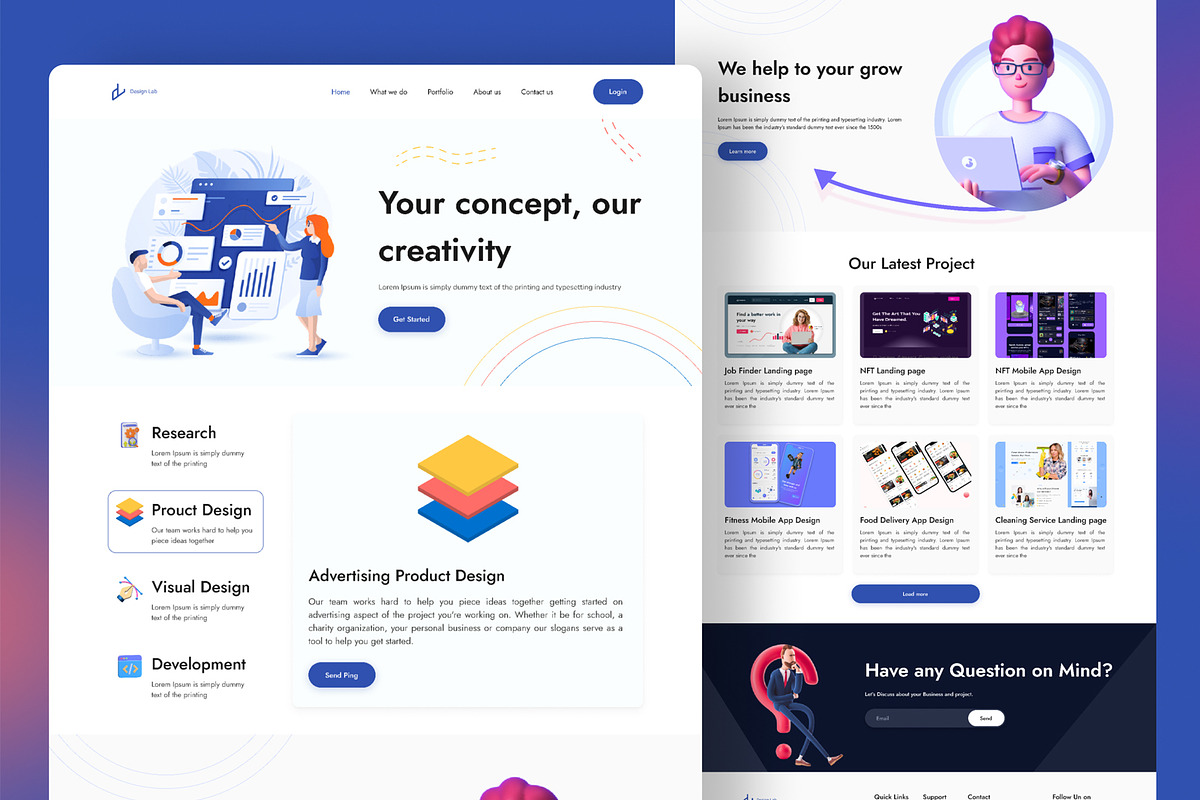 Design Agency Website landing page, a Landing Page Template by Design Lab (Photo 3 of 3)