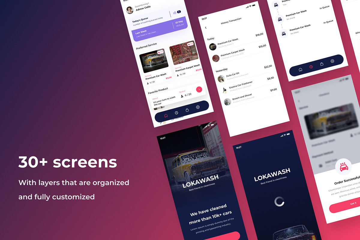Lokawash - Car Wash App UI Kits, an UI Kit Template by Minialis (Photo 2 of 6)