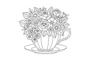 Floral Teacup Line Art Bundle, an Illustration by Gfx_Store (Thumbnail 42 of 51)