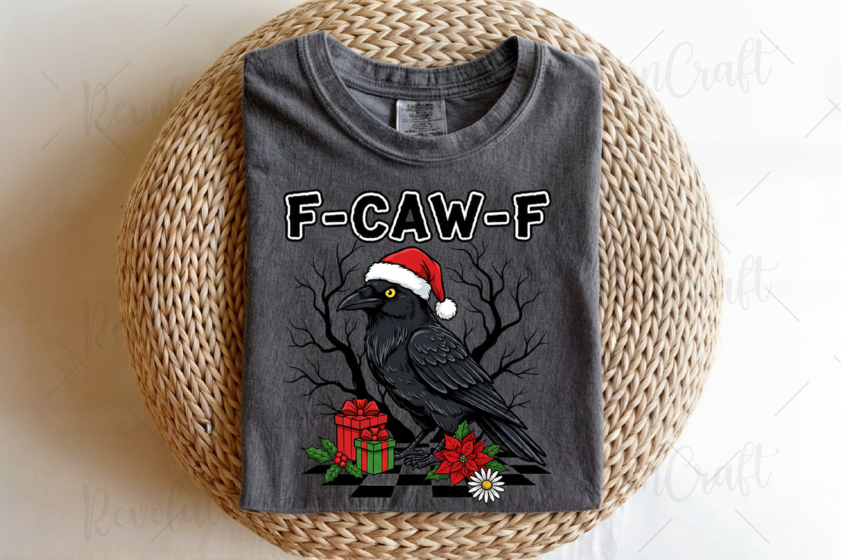 Christmas F-Caw-F, Funny Crow PNG, an Illustration by OK Design (Photo 3 of 4)