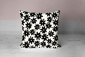 Simple Black Flowers Vector Print