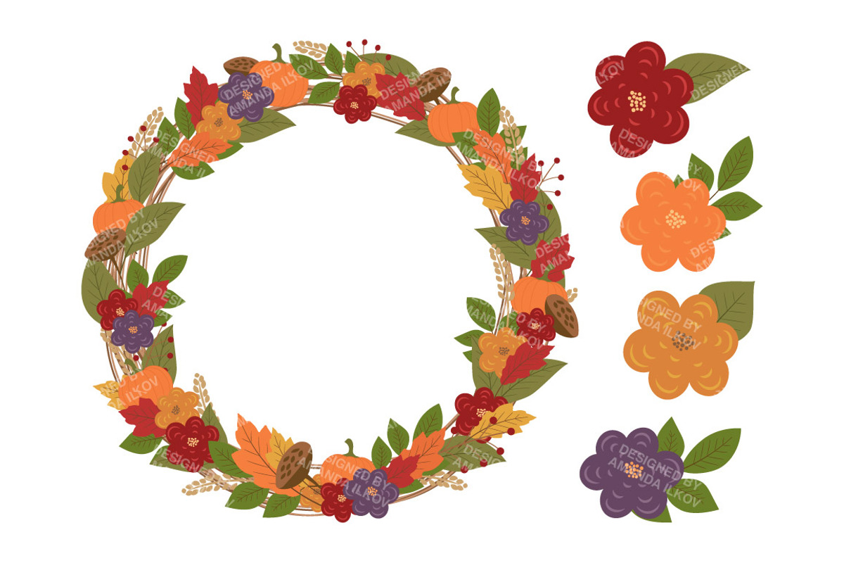 Autumn Harvest Wreath & Extras, an Illustration by Amanda Ilkov (Photo 3 of 4)