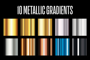 10 Metallic Gradients - .AI File