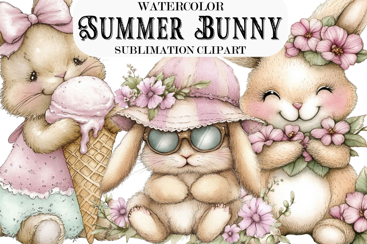 Whimsical Summer Bunny, an Illustration by Designking (Photo 1 of 5)