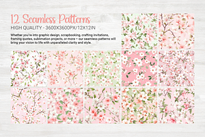 Cherry Blossoms Seamless Patterns