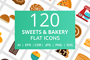 120 Sweets & Bakery Flat Icons, an Outline Icon by IconBunny (Thumbnail 1 of 6)