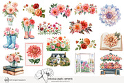 100 watercolour dahlia clip art, a Seasonal Illustration by Poppy Lane Studio (Thumbnail 3 of 12)