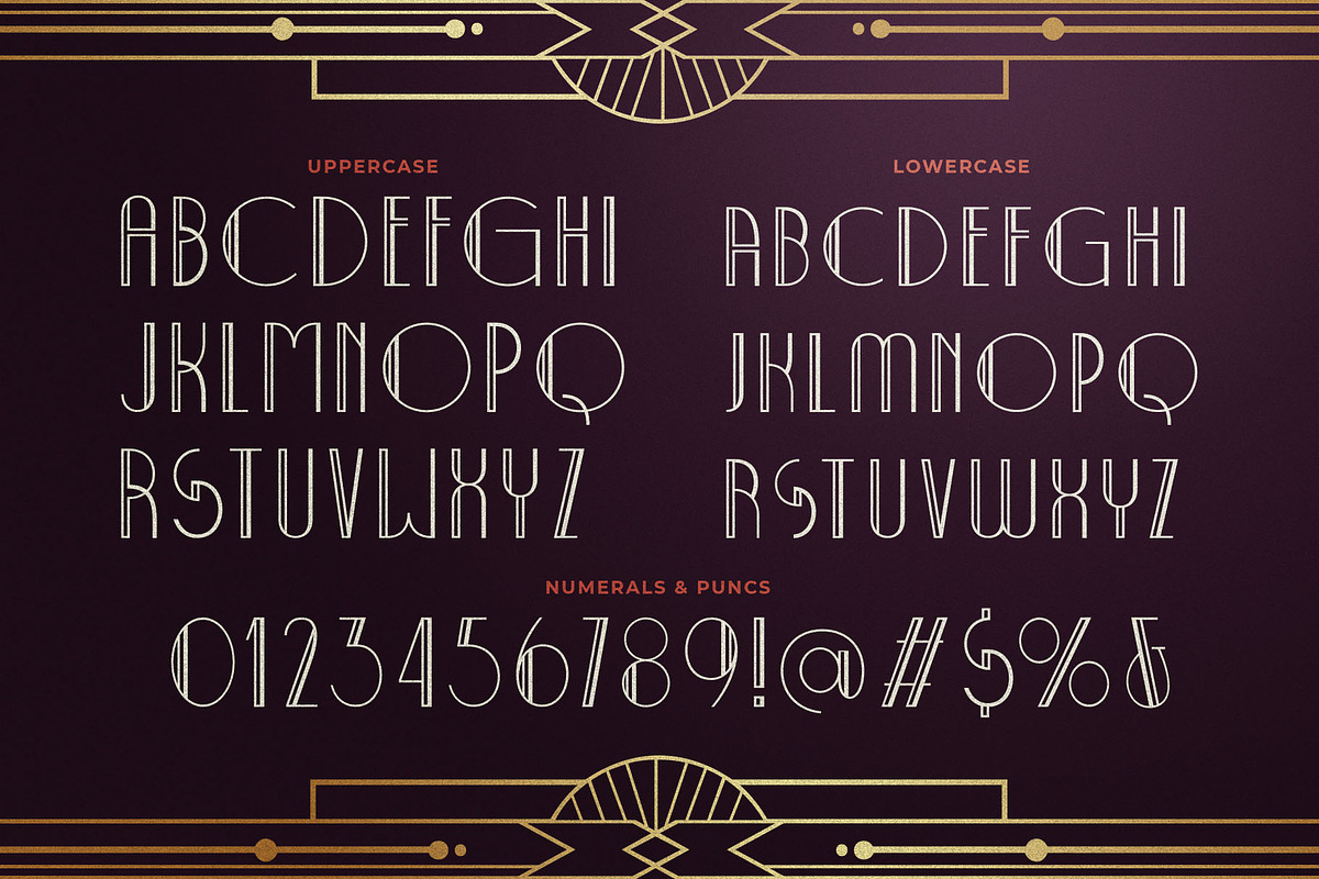Decolmax Art Deco Typeface, a Sans Serif Font by alit design (Photo 6 of 17)