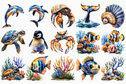 Watercolor Sea Animals Clipart, an Illustration by Craft Nest (Thumbnail 12 of 12)