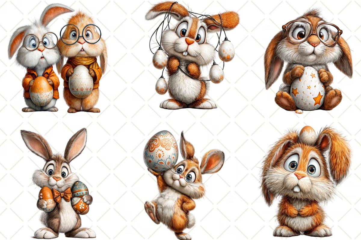 Quirky Bunny With Easter Egg Clipart, an Illustration by Black Bird Studio (Photo 3 of 6)