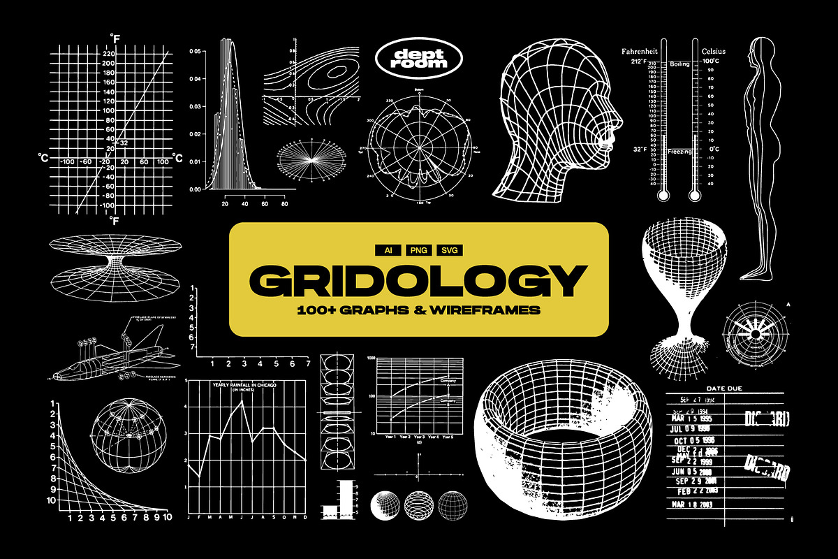 GRIDOLOGY | 100+ Graphs & Wireframes, an Object Graphic by DeptRoom (Photo 1 of 3)