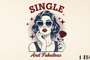 Single Retro Girl Valentine PNG, an Illustration by DreamPrint404