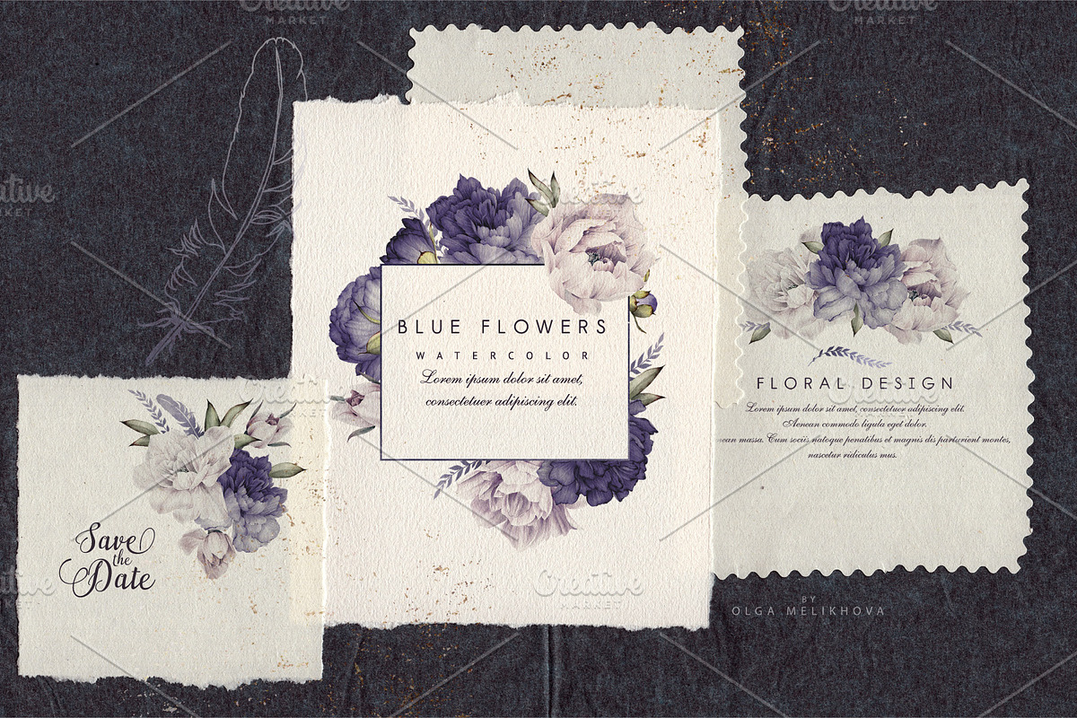 Blue peonies, watercolor, a Decorative Illustration by ollalya (Photo 6 of 8)