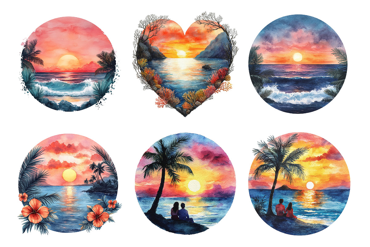 Beach Tropical Sunset PNG, an Illustration by SinaCreation (Photo 2 of 5)
