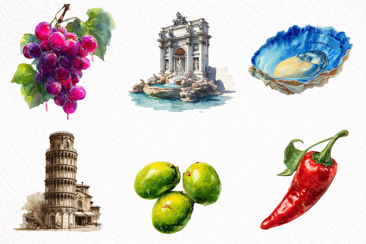 Italian Summer Clipart, an Illustration by DreamArtGraphic (Photo 3 of 8)