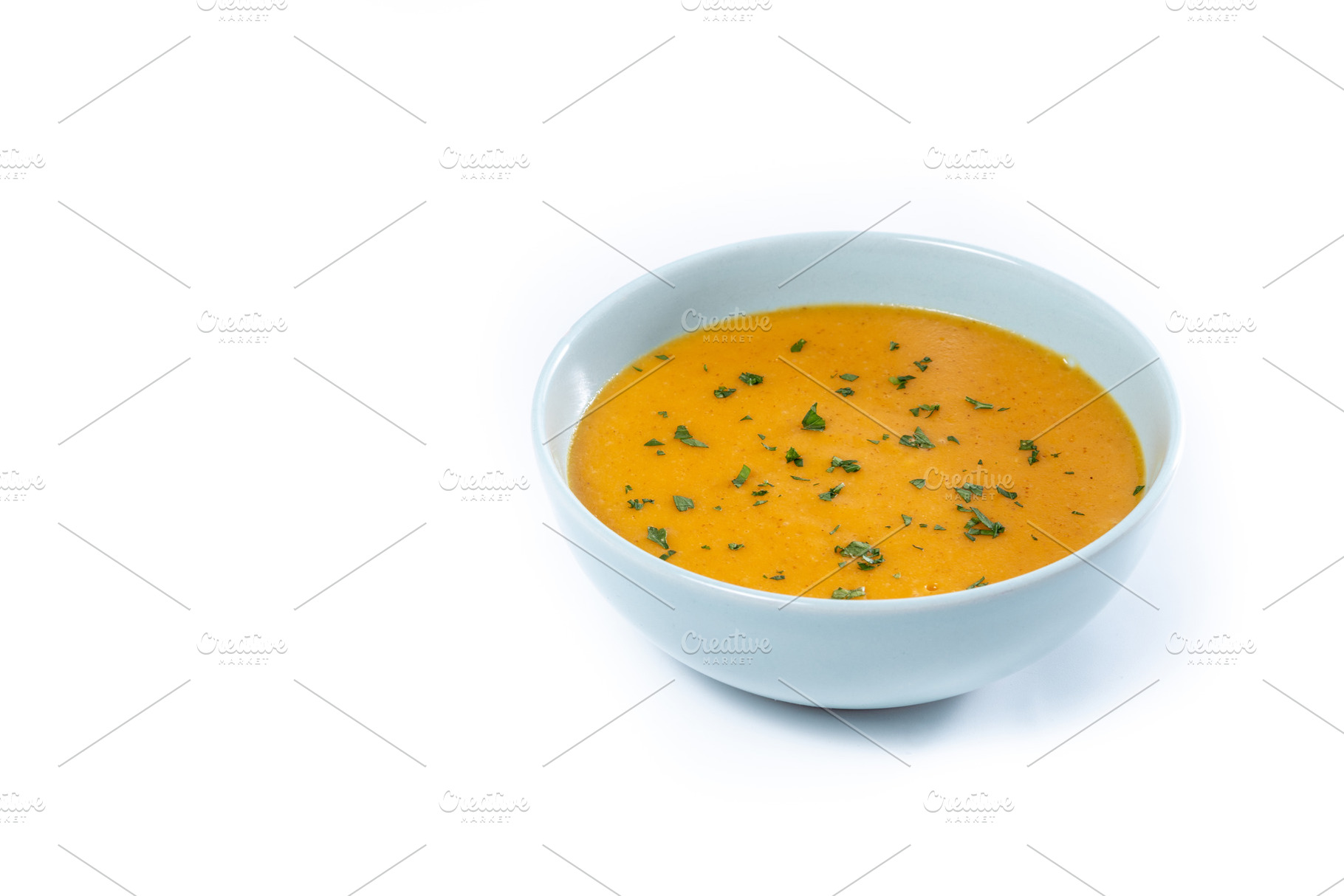 Creamy Carrot Soup in Blue Bowl, a Food & Drink Photo by etorres69