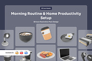 Morning Routine Productivity 3D Icon, an Object Illustration by twinstd (Thumbnail 1 of 6)