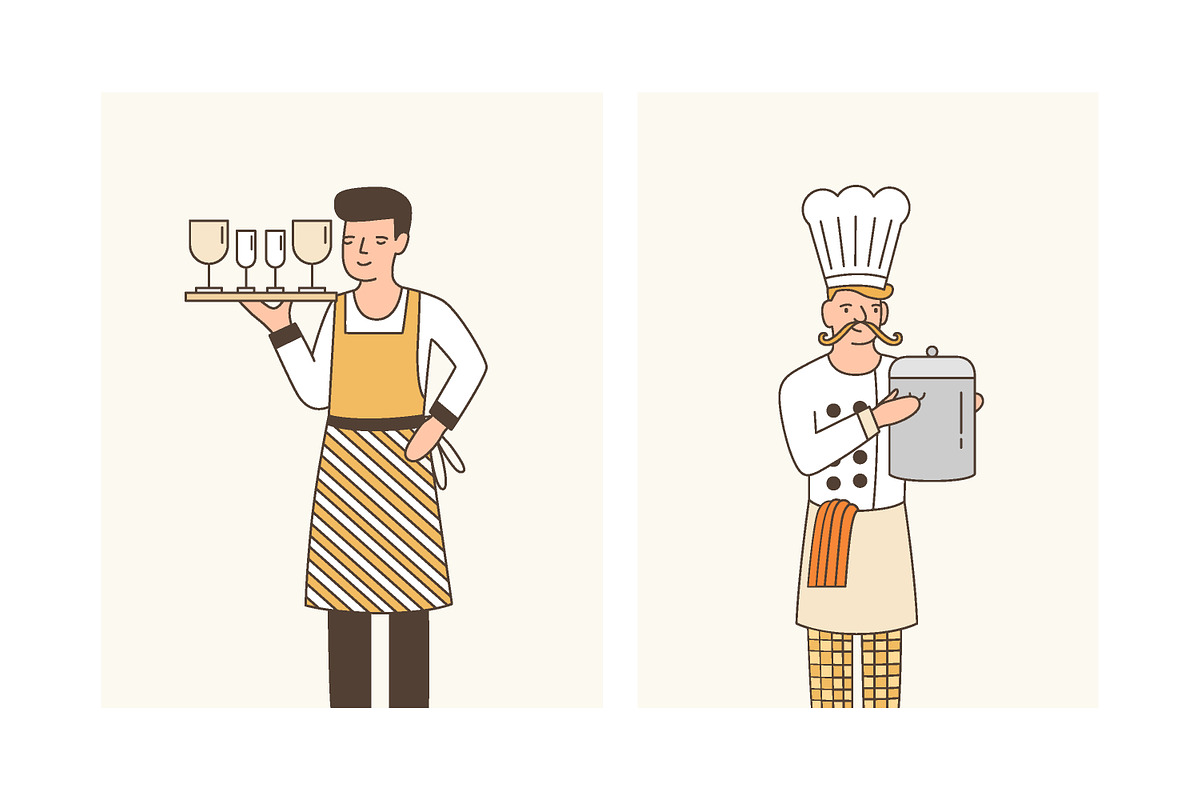 Restaurant team banner, set, pattern, a Decorative Illustration by Good Studio (Photo 6 of 11)