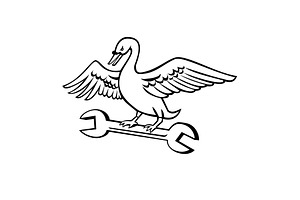 Swan Perching on  Spanner Retro, an Illustration by patrimonio