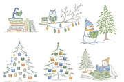 Doodle Christmas Reading Clipart, an Illustration by Designworld (Thumbnail 2 of 4)
