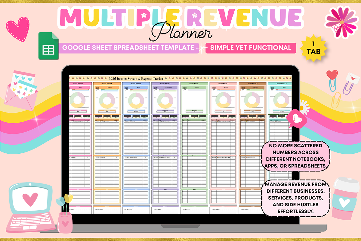 Multiple Revenue Planner Spreadsheet, a Stationery Template by bellaROSEworkshop (Photo 3 of 5)