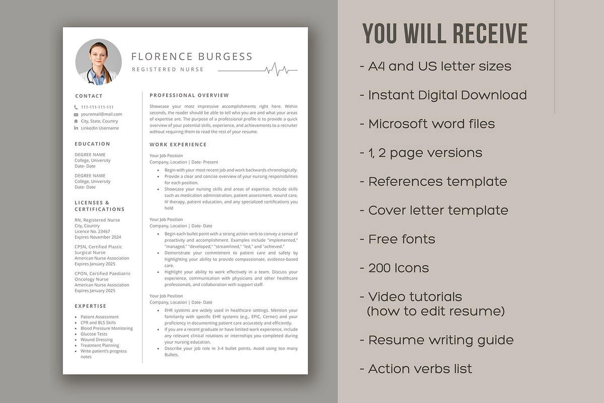Nurse Resume Template/ Medical CV, a Resume Template by aivos (Photo 5 of 6)