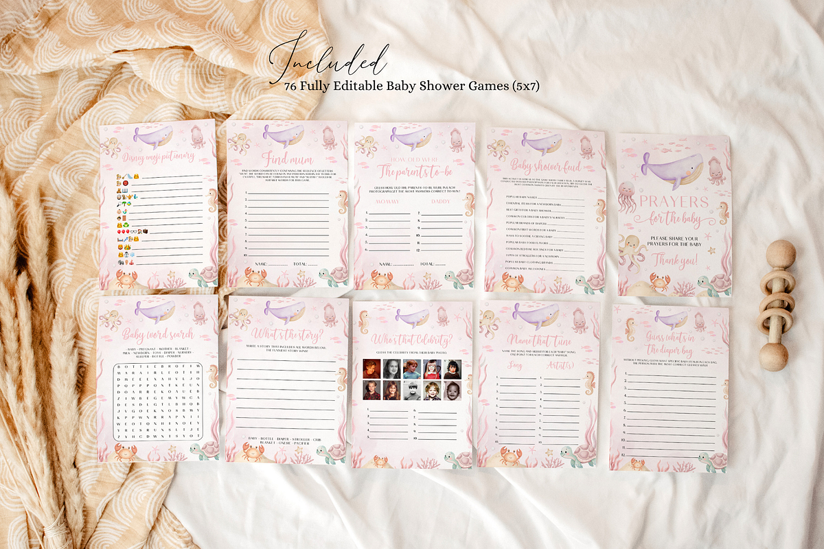 Coastal Baby Shower Game Bundle, a Card Template by Digital_Mind (Photo 2 of 6)