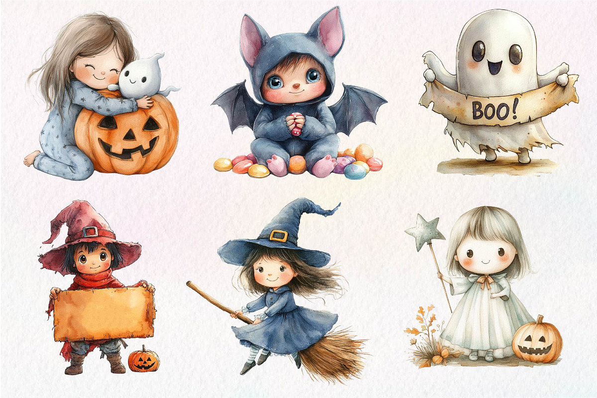 Kid Halloween Sublimation Clipart, an Illustration by Dream Creation (Photo 5 of 7)