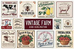 Vintage Farm Sign Sublimation Bundle, an Illustration by CreationArt