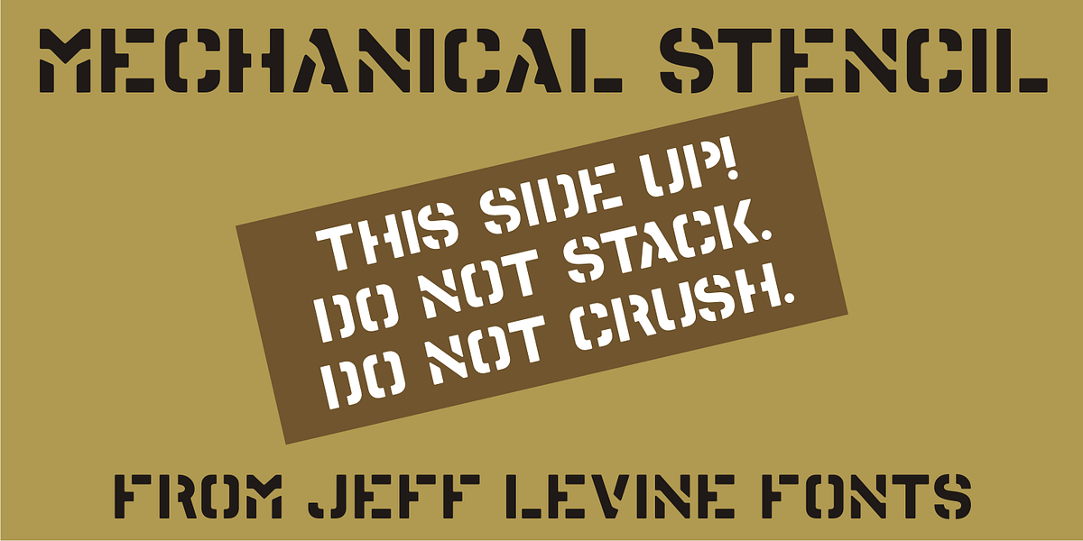 Mechanical Stencil JNL, a Sans Serif Font by Jeff Levine Fonts